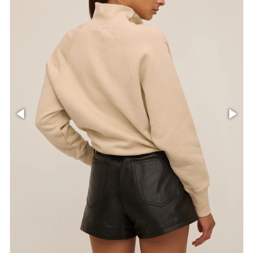 Marissa webb so uptight french terry funnel neck zip sweatshirt in sand